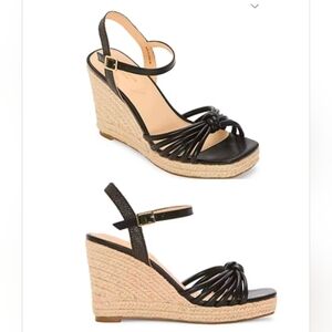 NWB Liz Claiborne Marcos Wedge Sandals Brown & Black Memory Foam Comfort 10M